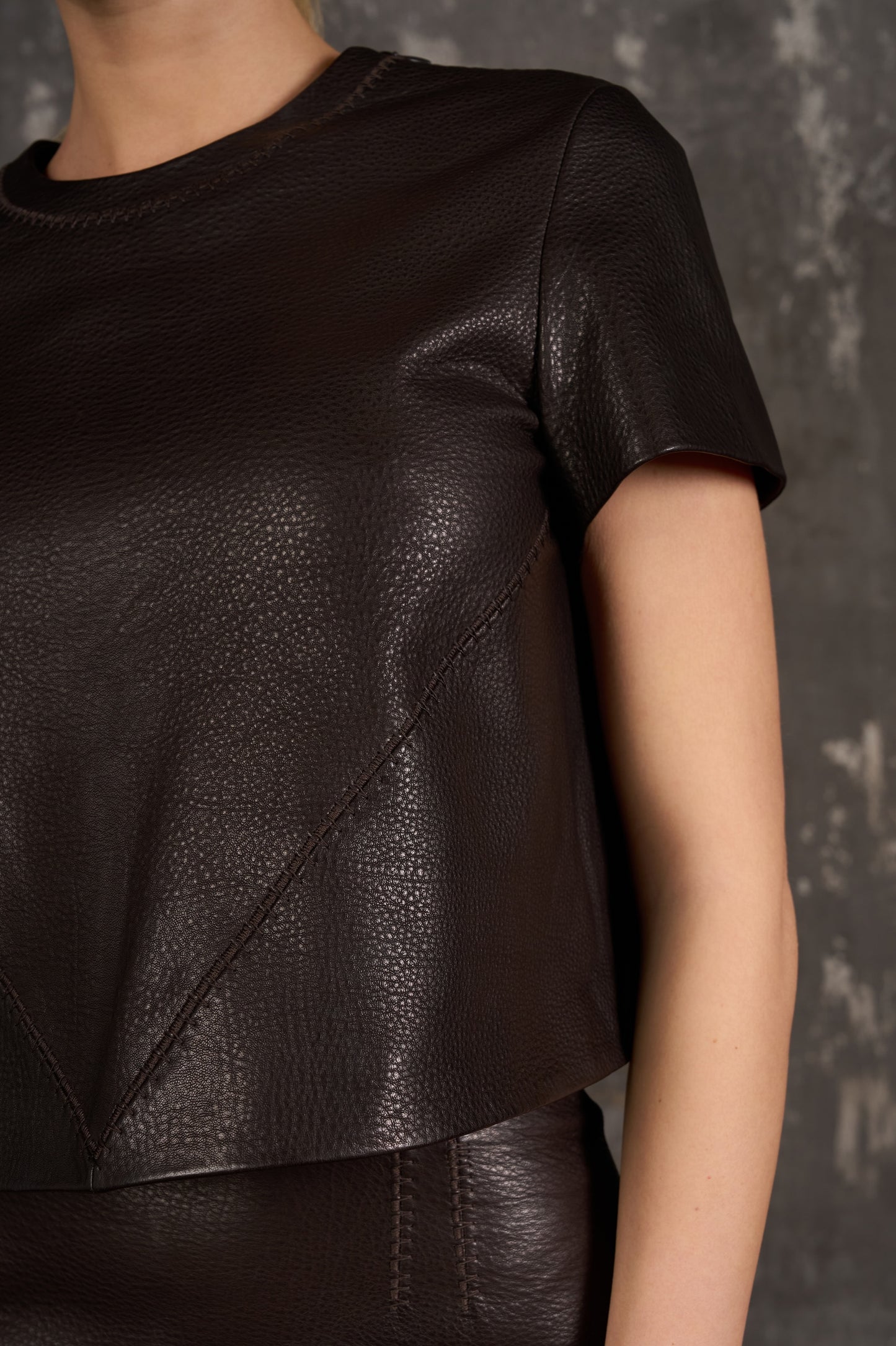 Crop Leather V Top