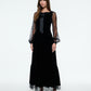 VELVET LACE SLEEVE DRESS