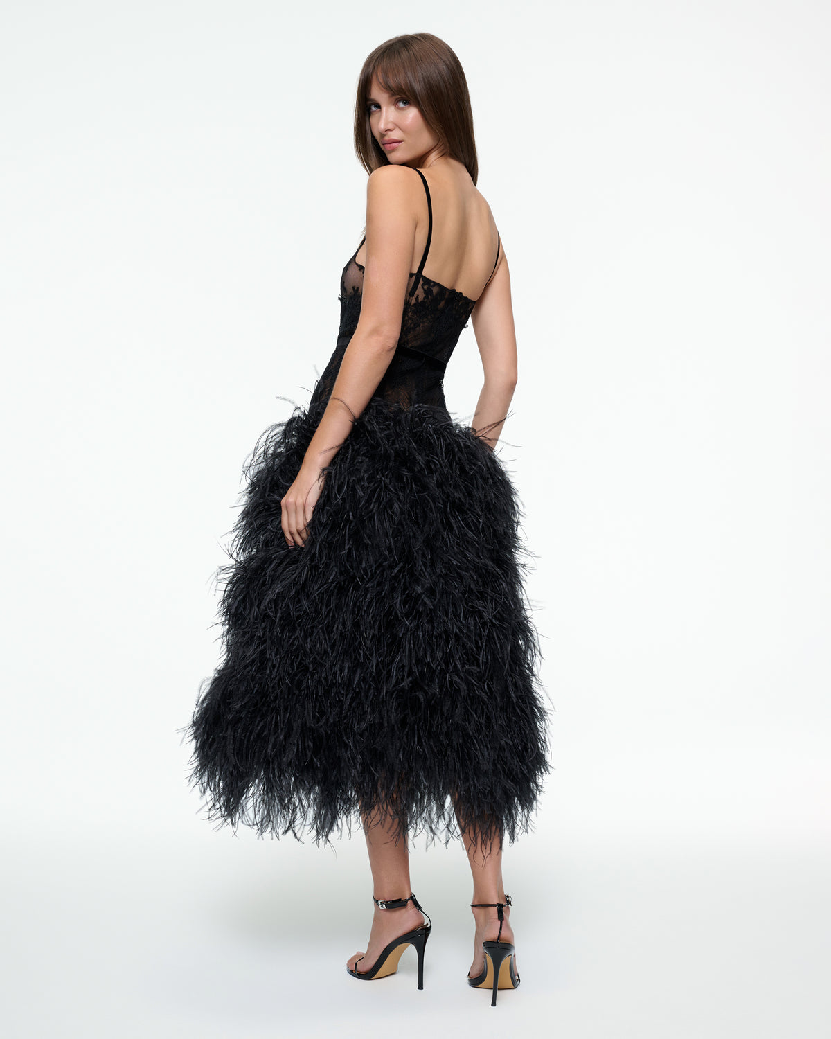 LACE DROP WAIST FEATHER DRESS