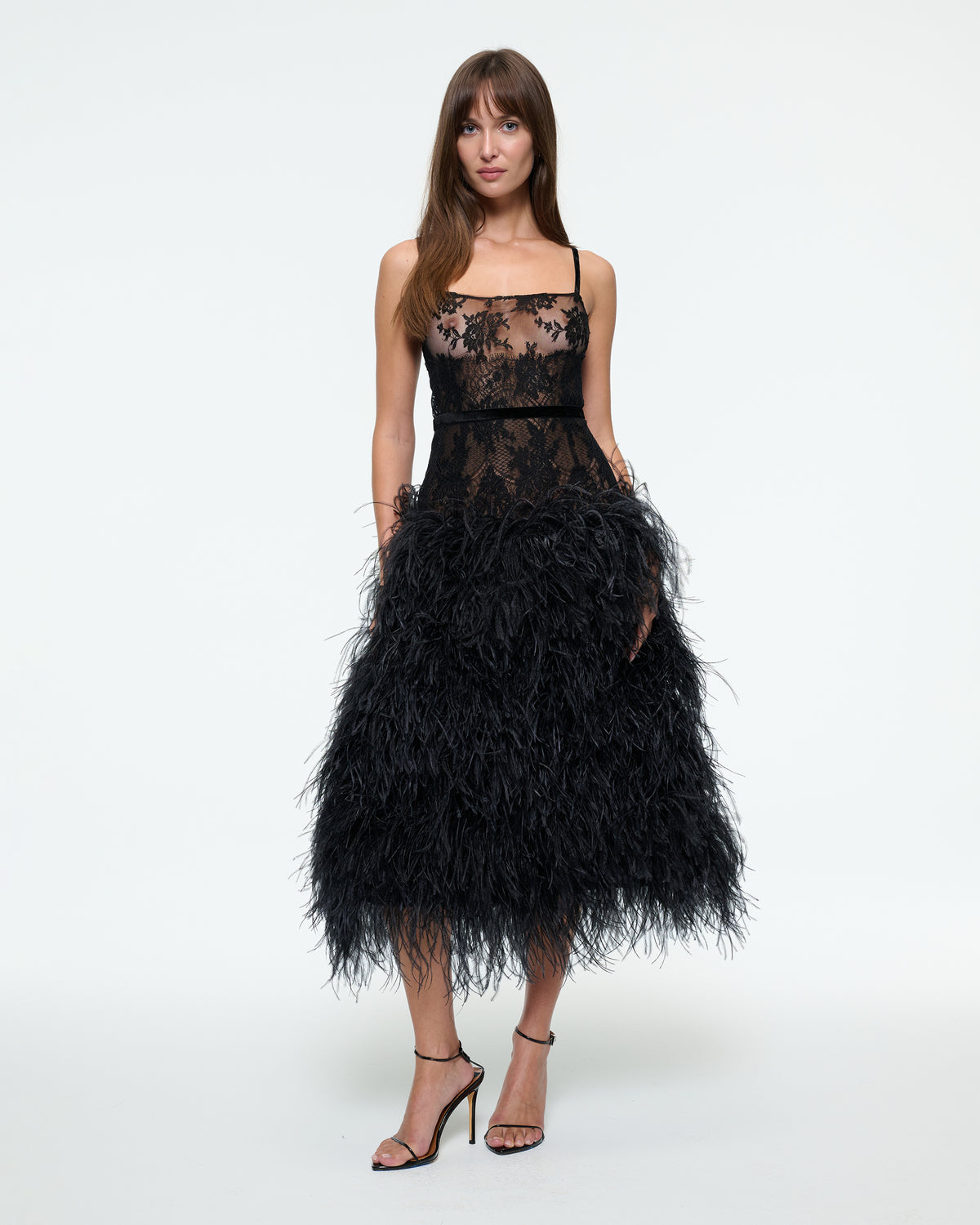 LACE DROP WAIST FEATHER DRESS