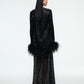 FEATHER CARDIGAN IN BLACK