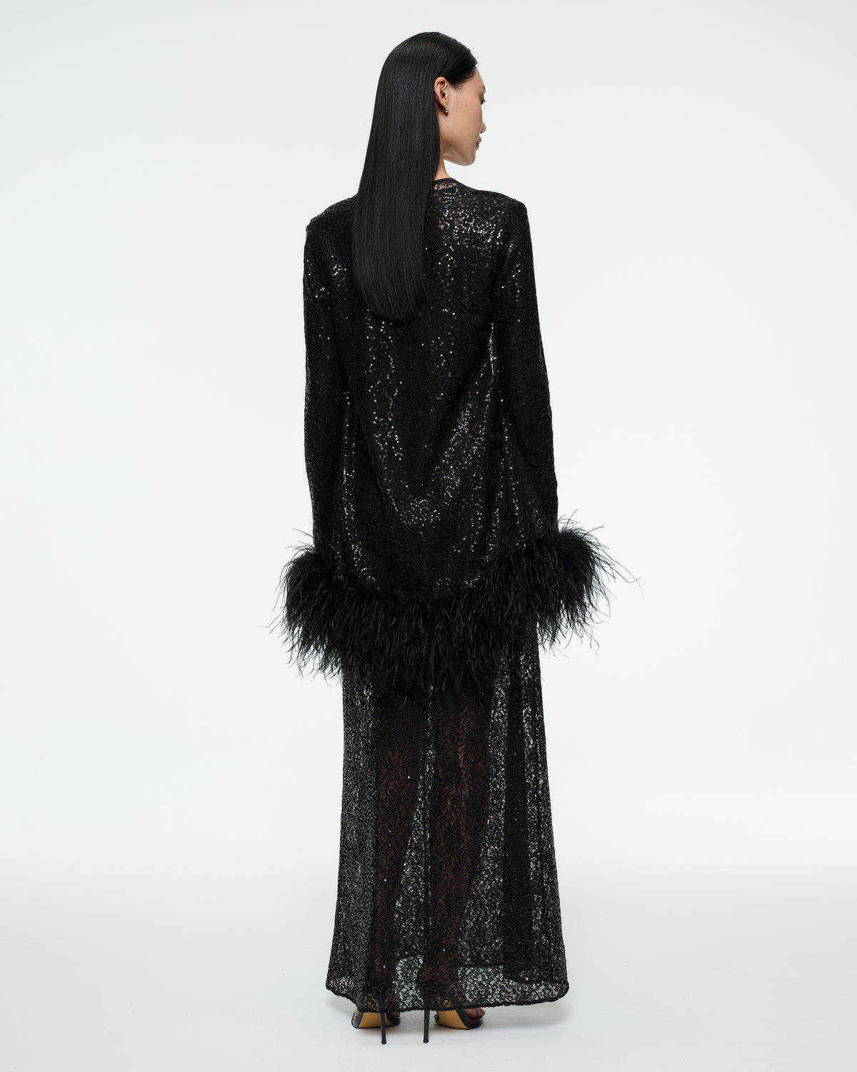 FEATHER CARDIGAN IN BLACK