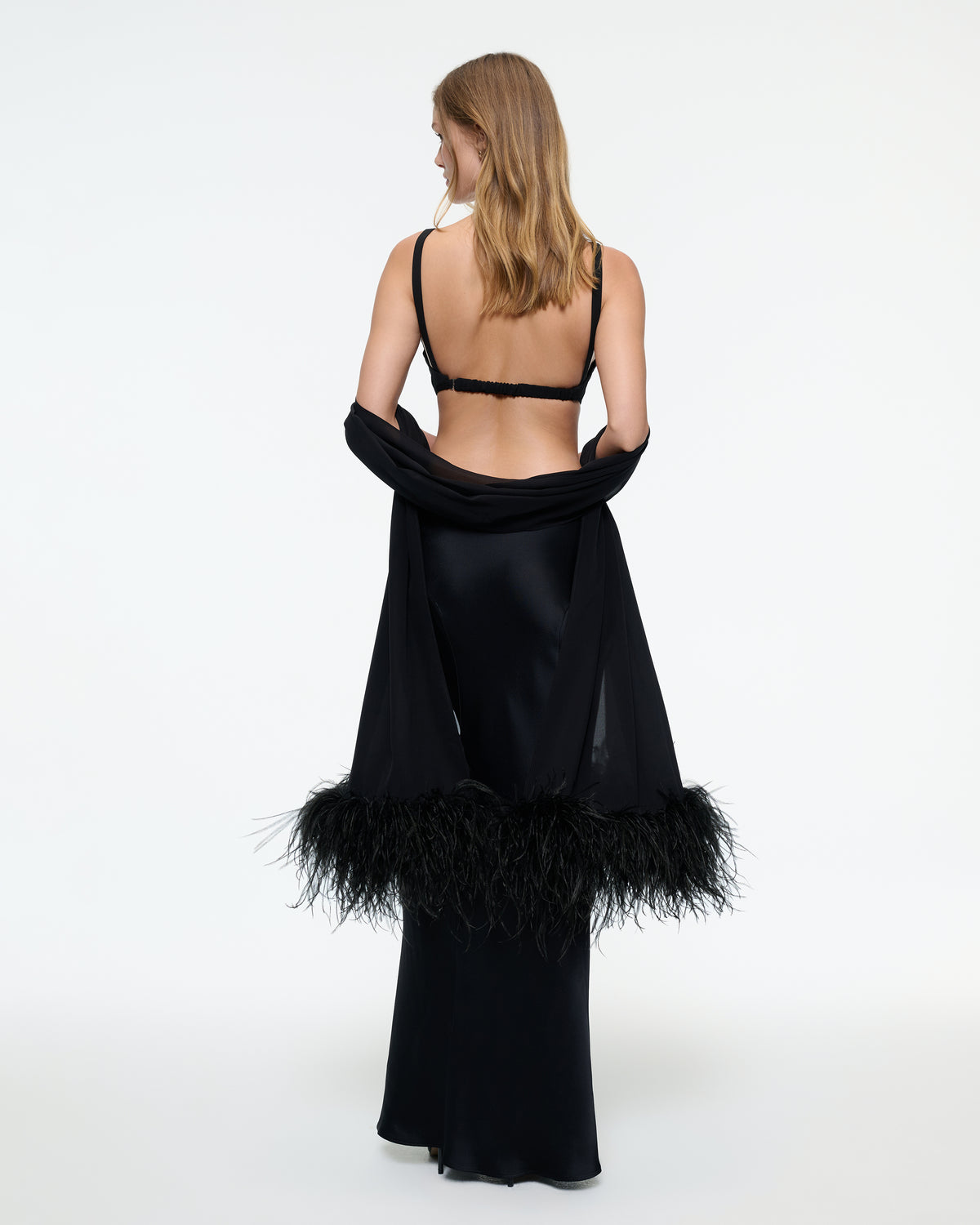 LONG SILK SKIRT IN BLACK