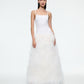WHITE DROP WAIST FEATHER DRESS