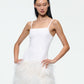 WHITE DROP WAIST FEATHER DRESS