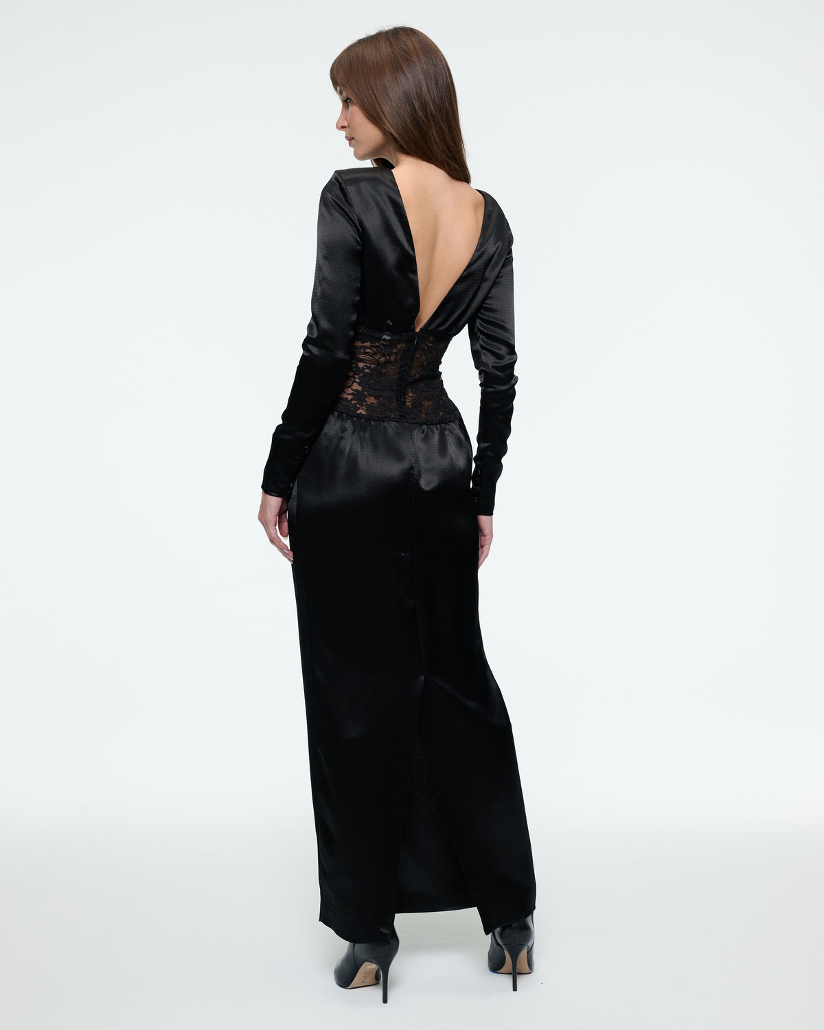 LONG SLEEVE SILK DRESS IN BLACK