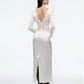 LONG SLEEVE SILK DRESS IN CREME