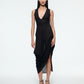 DRAPED CHIFFON DRESS IN BLACK