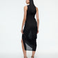 DRAPED CHIFFON DRESS IN BLACK