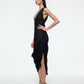 DRAPED CHIFFON DRESS IN BLACK