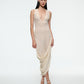 DRAPED CHIFFON DRESS IN CHAMPAGNE