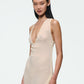 DRAPED CHIFFON DRESS IN CHAMPAGNE