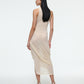 DRAPED CHIFFON DRESS IN CHAMPAGNE