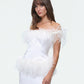 MIDI FEATHER DRESS IN WHITE