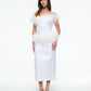 MIDI FEATHER DRESS IN WHITE
