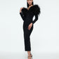 FEATHER SHOULDER DRESS