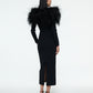 FEATHER SHOULDER DRESS