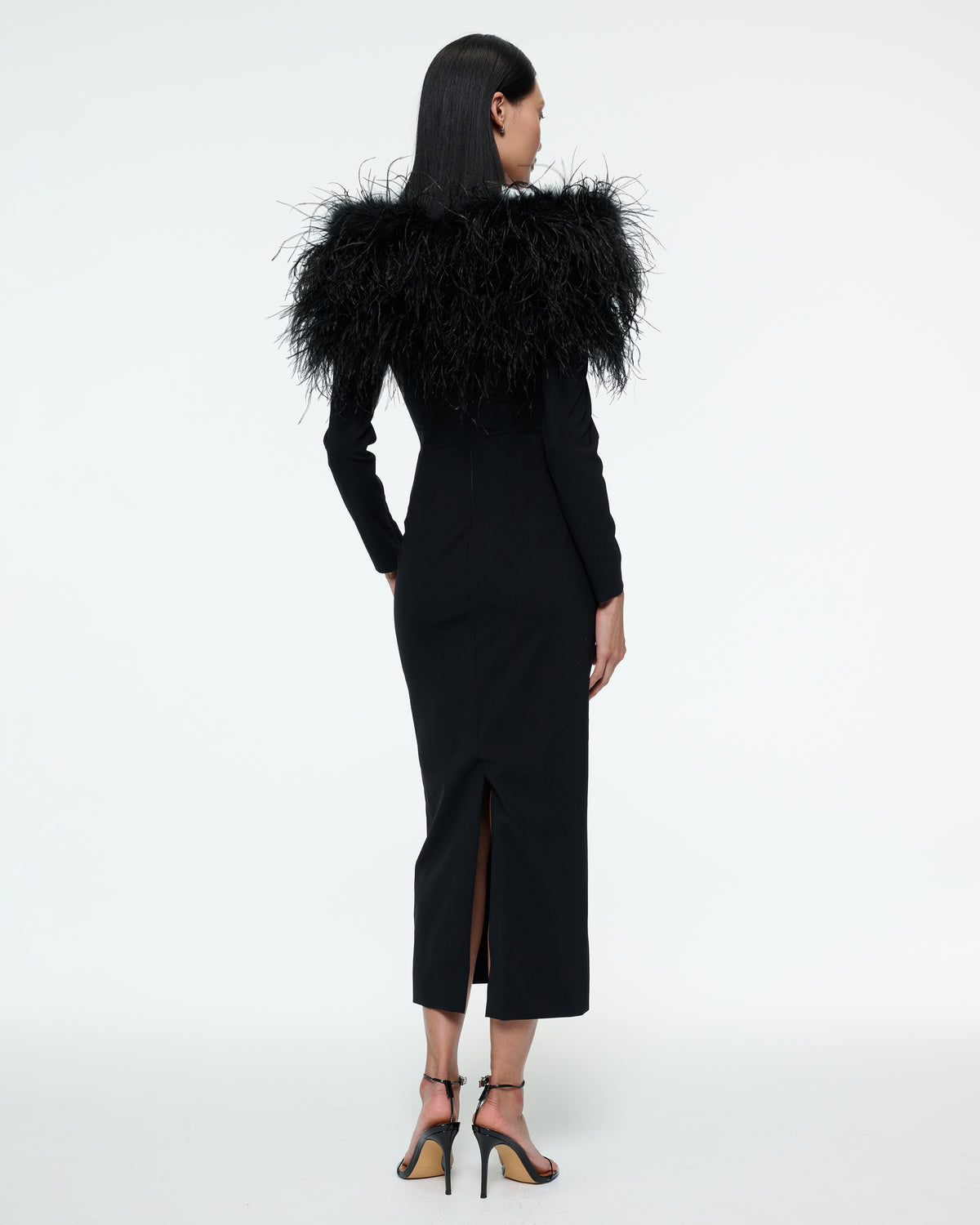 FEATHER SHOULDER DRESS