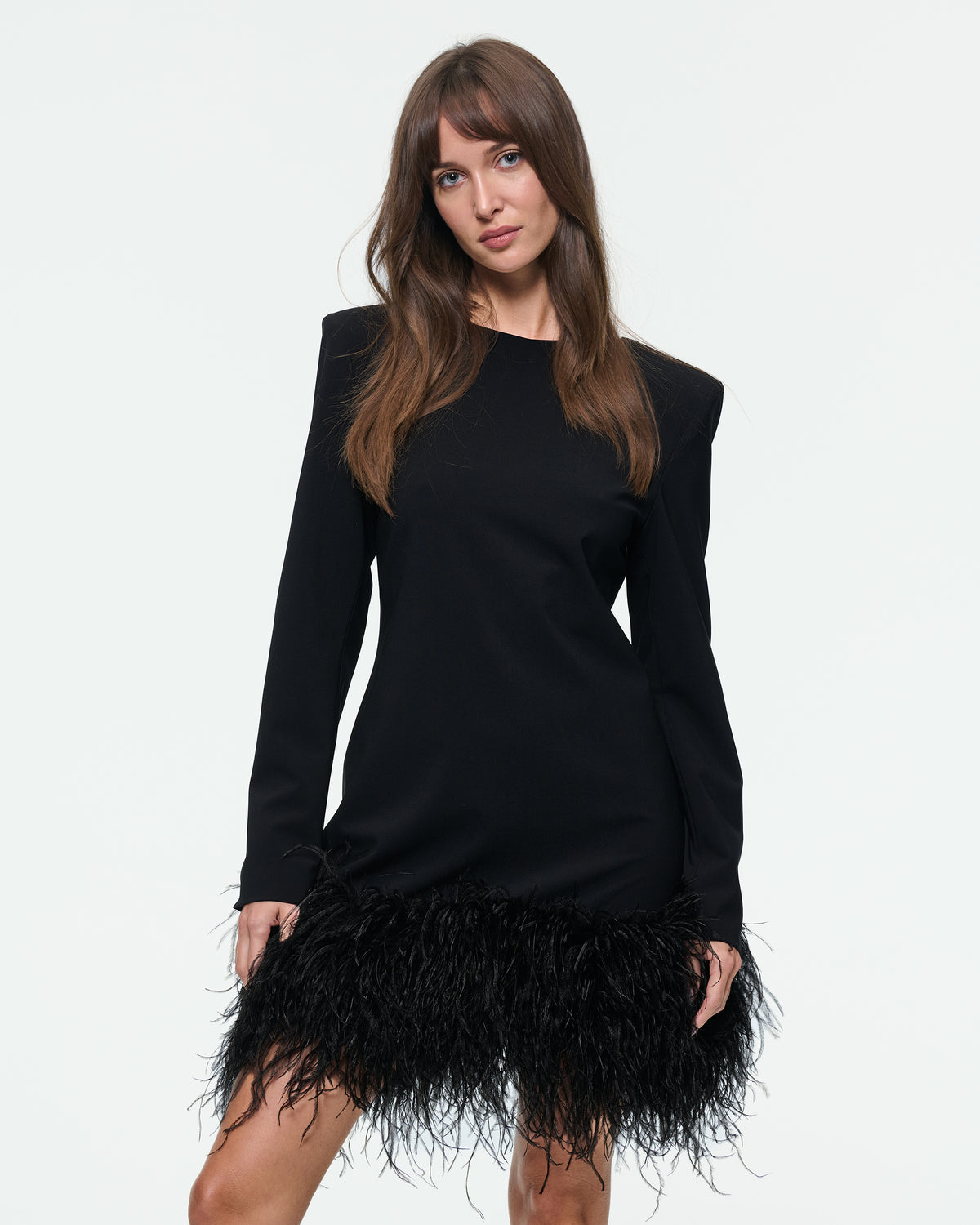 WOOL FEATHER MINI DRESS