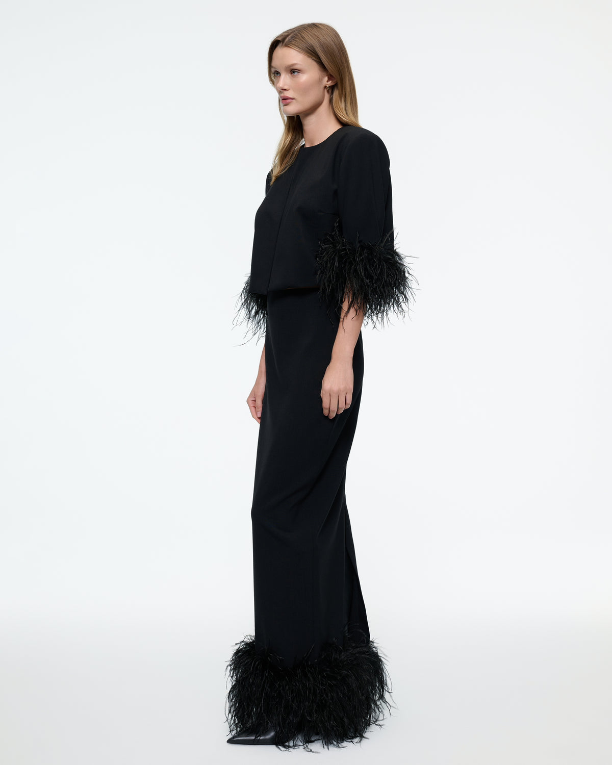 MIDI WOOL FEATHER SKIRT