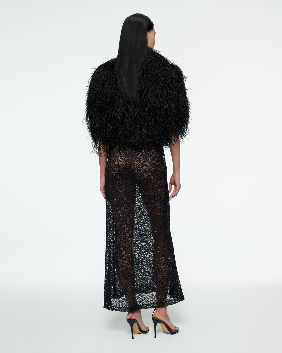 FEATHER CAPELET IN BLACK