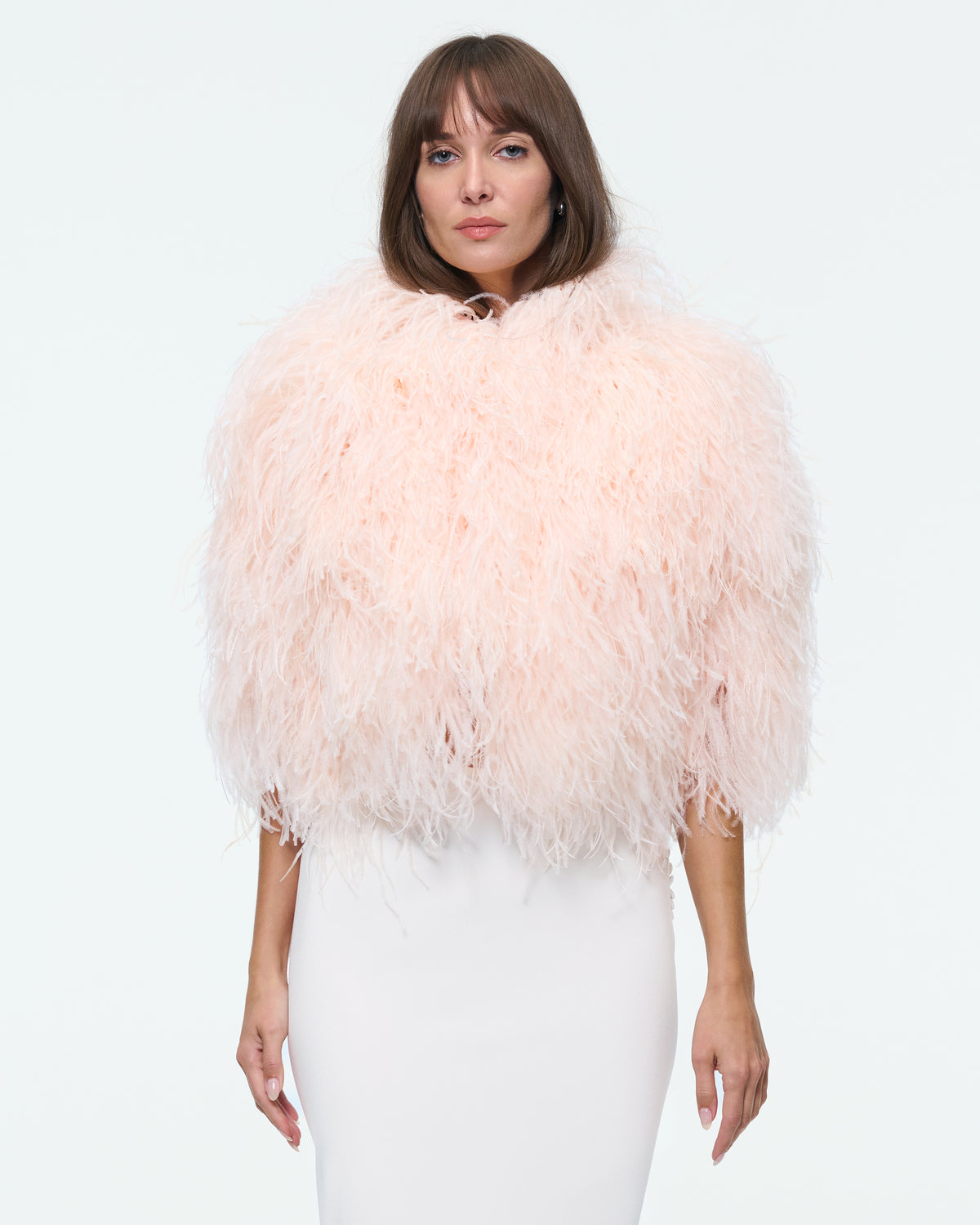 FEATHER CAPELET IN LIGHT PINK