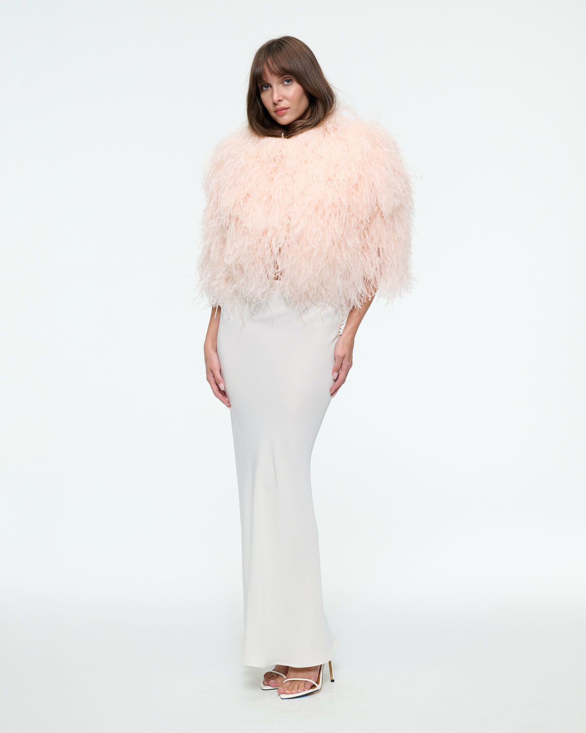 FEATHER CAPELET IN LIGHT PINK