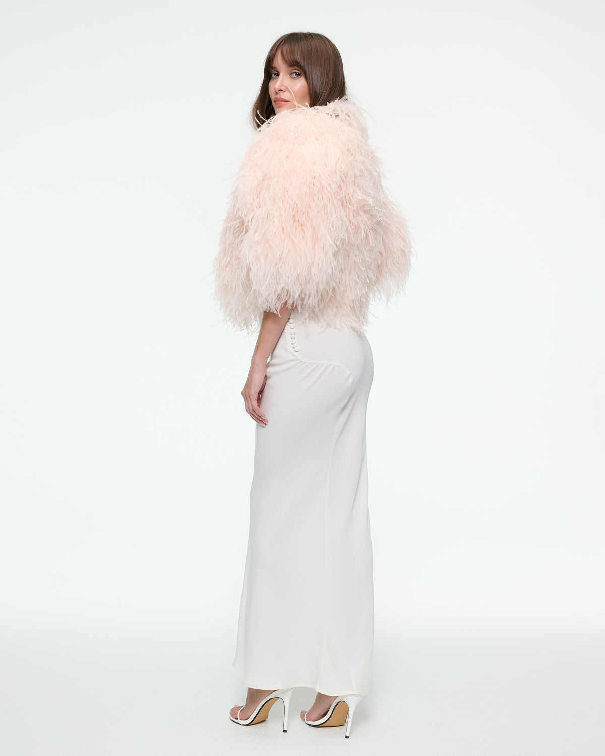 FEATHER CAPELET IN LIGHT PINK