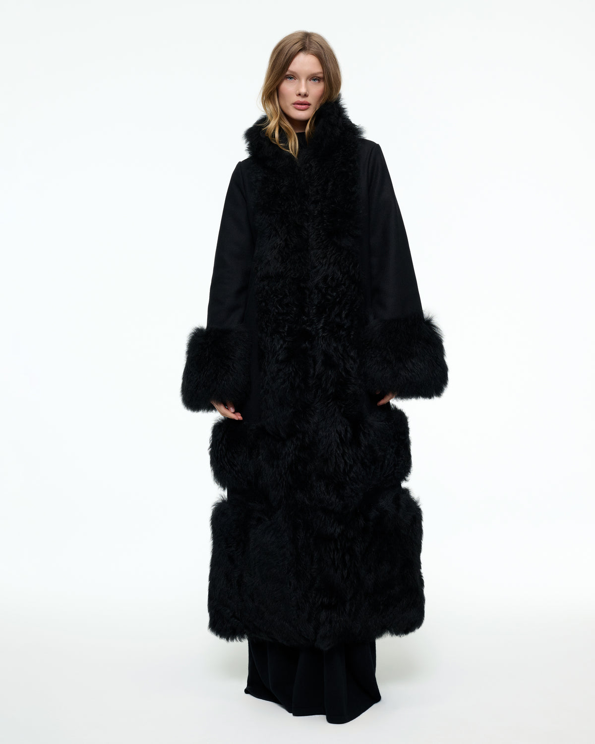 LONG SHEARLING WOOL COAT