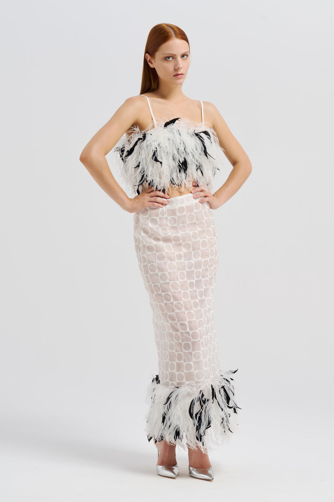Gypsohila feather tee & skirt 白色　セット Gypsohila feather tee & skirt 白色 セット