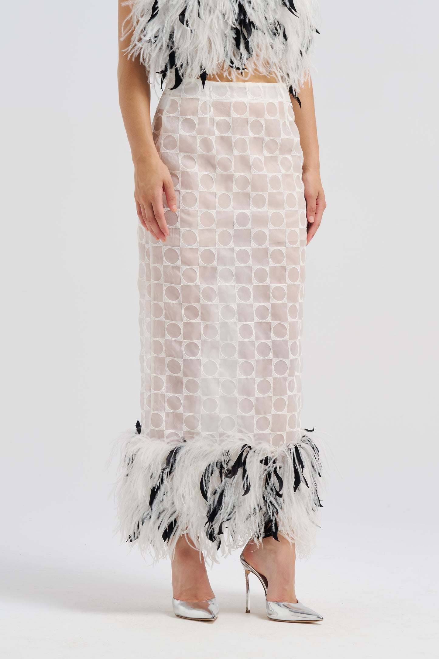 BLACK & WHITE FEATHER SKIRT