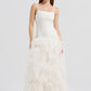 WHITE DROP WAIST FEATHER DRESS