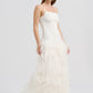 WHITE DROP WAIST FEATHER DRESS