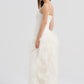 WHITE DROP WAIST FEATHER DRESS
