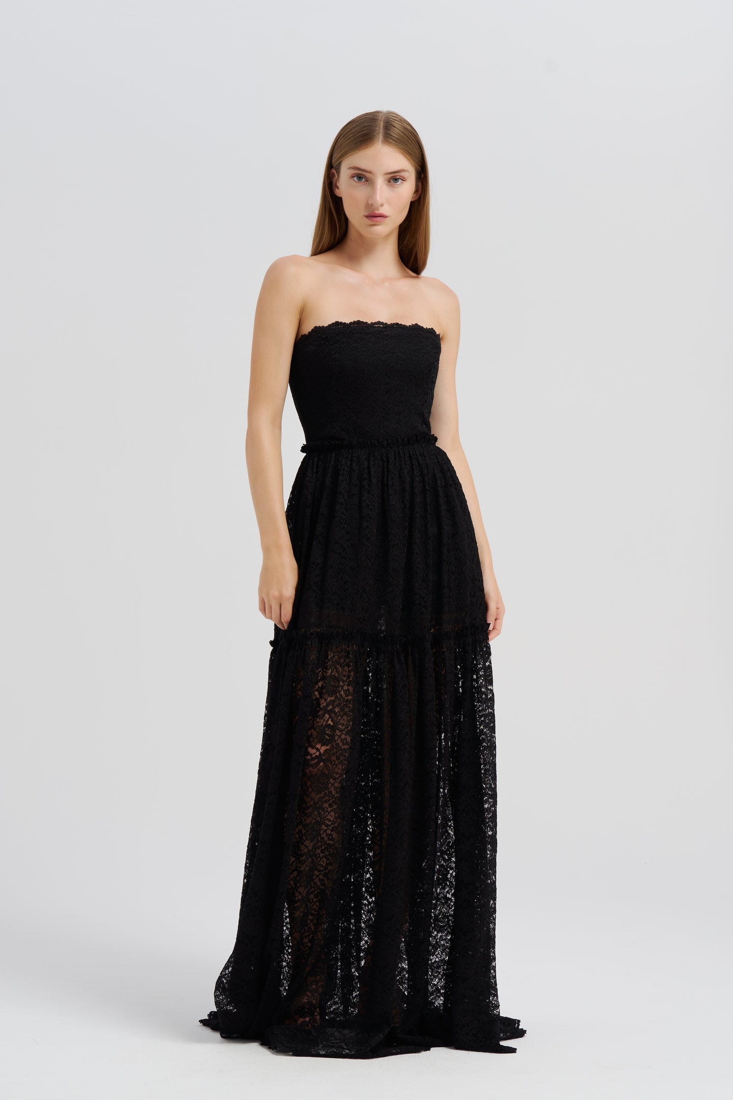 STRAPLESS LACE DRESS