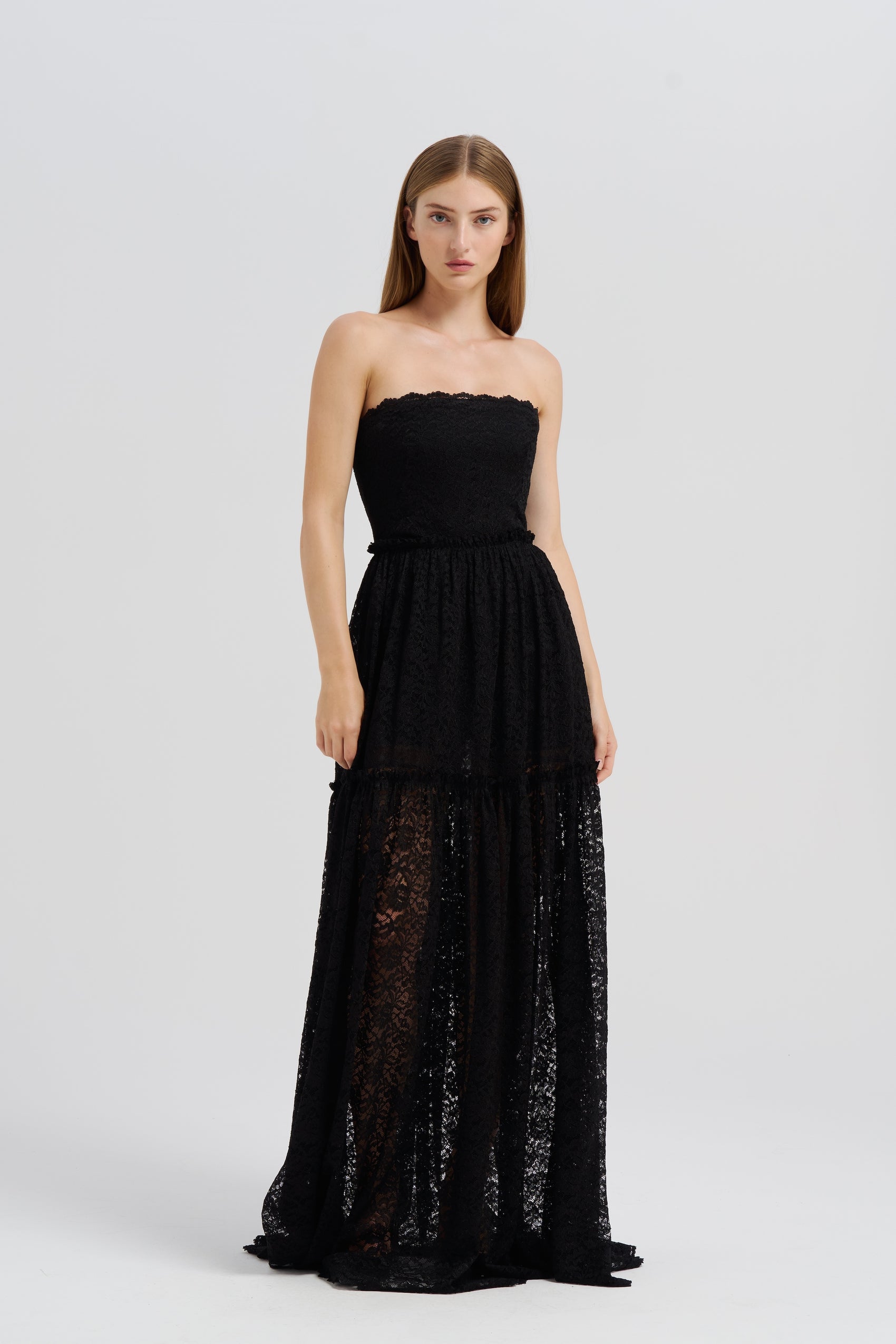 STRAPLESS LACE DRESS