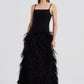 BLACK DROP WAIST FEATHER DRESS