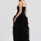 BLACK DROP WAIST FEATHER DRESS