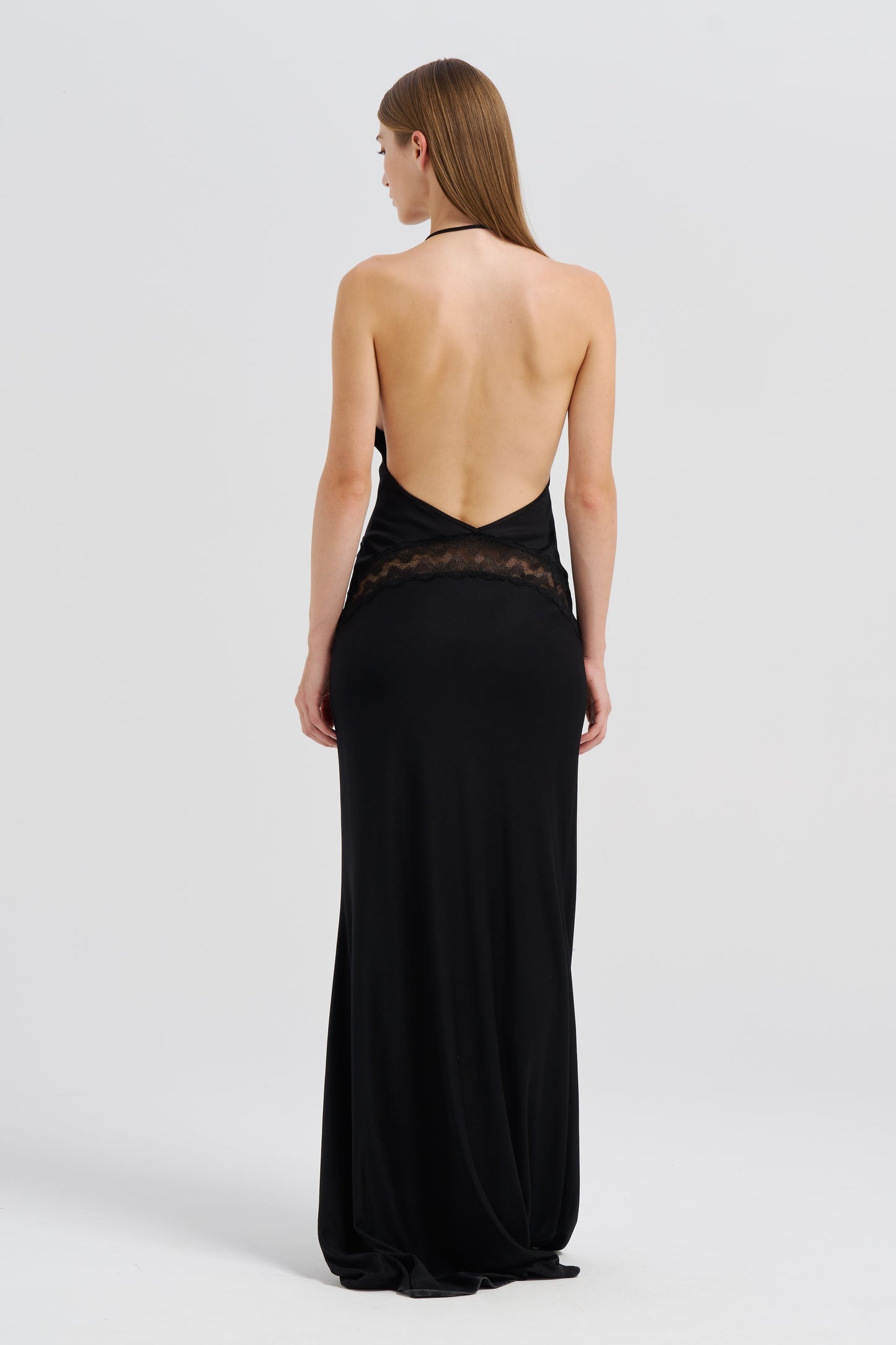open back plunge dress Black Embellished Backless Plunge Maxi Dress