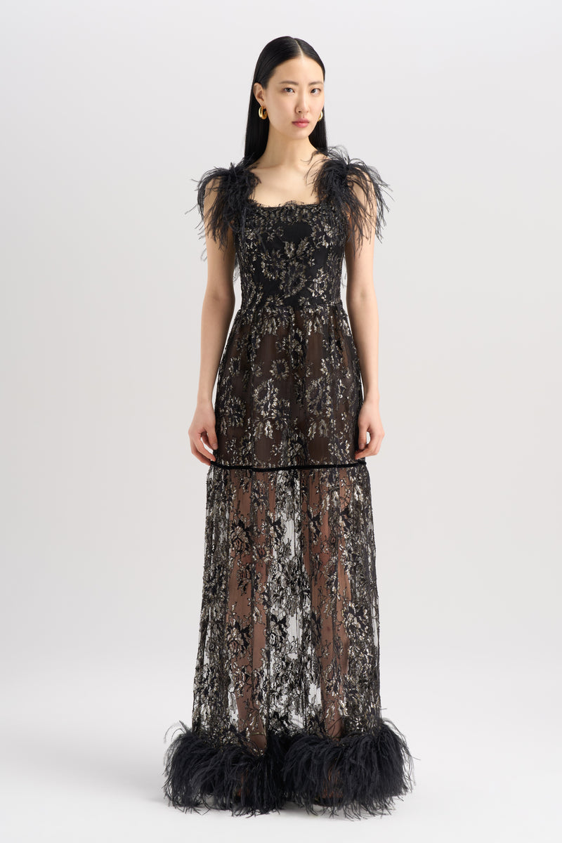 LACE FEATHER DRESS