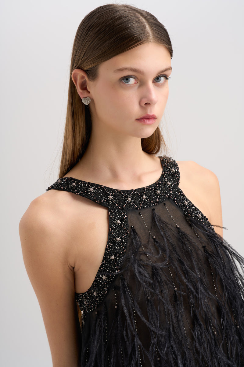 BEADED FEATHER DRESS