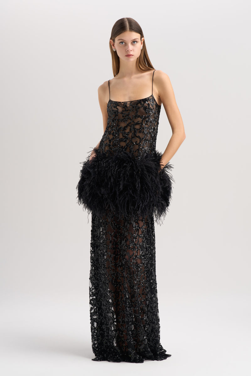 EMBROIDERED FEATHER DRESS