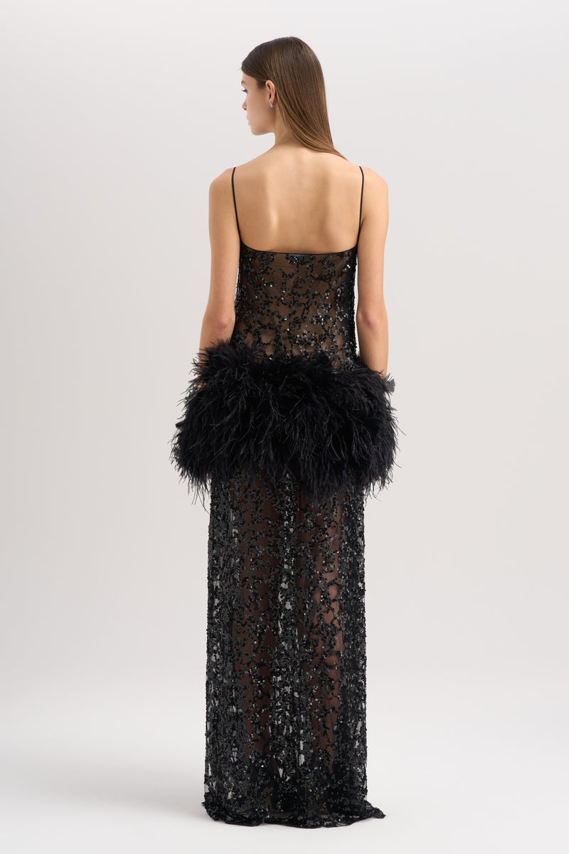 EMBROIDERED FEATHER DRESS