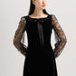 VELVET LACE SLEEVE DRESS