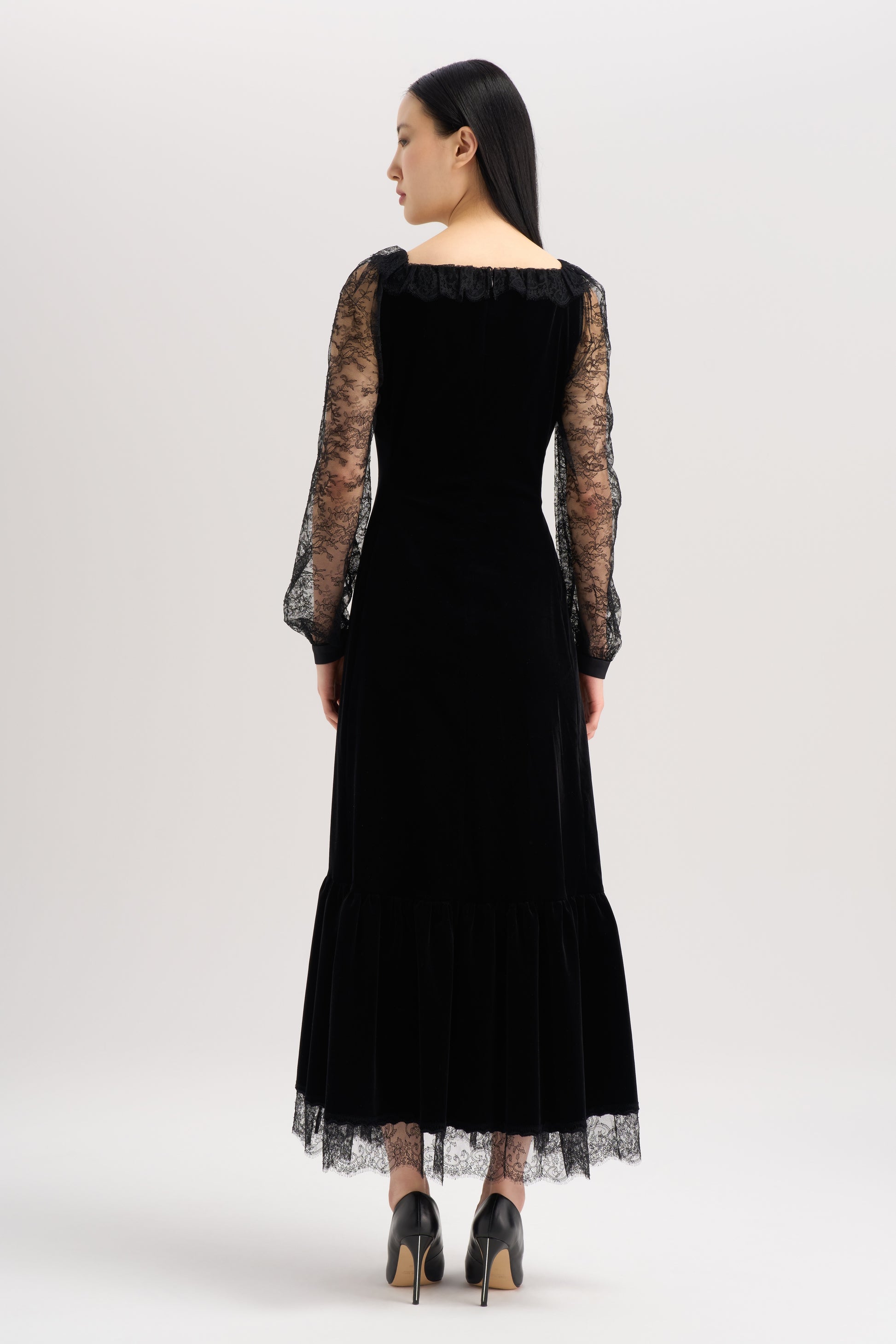 VELVET LACE SLEEVE DRESS – Starlit