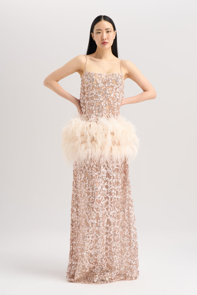 EMBROIDERED FEATHER DRESS