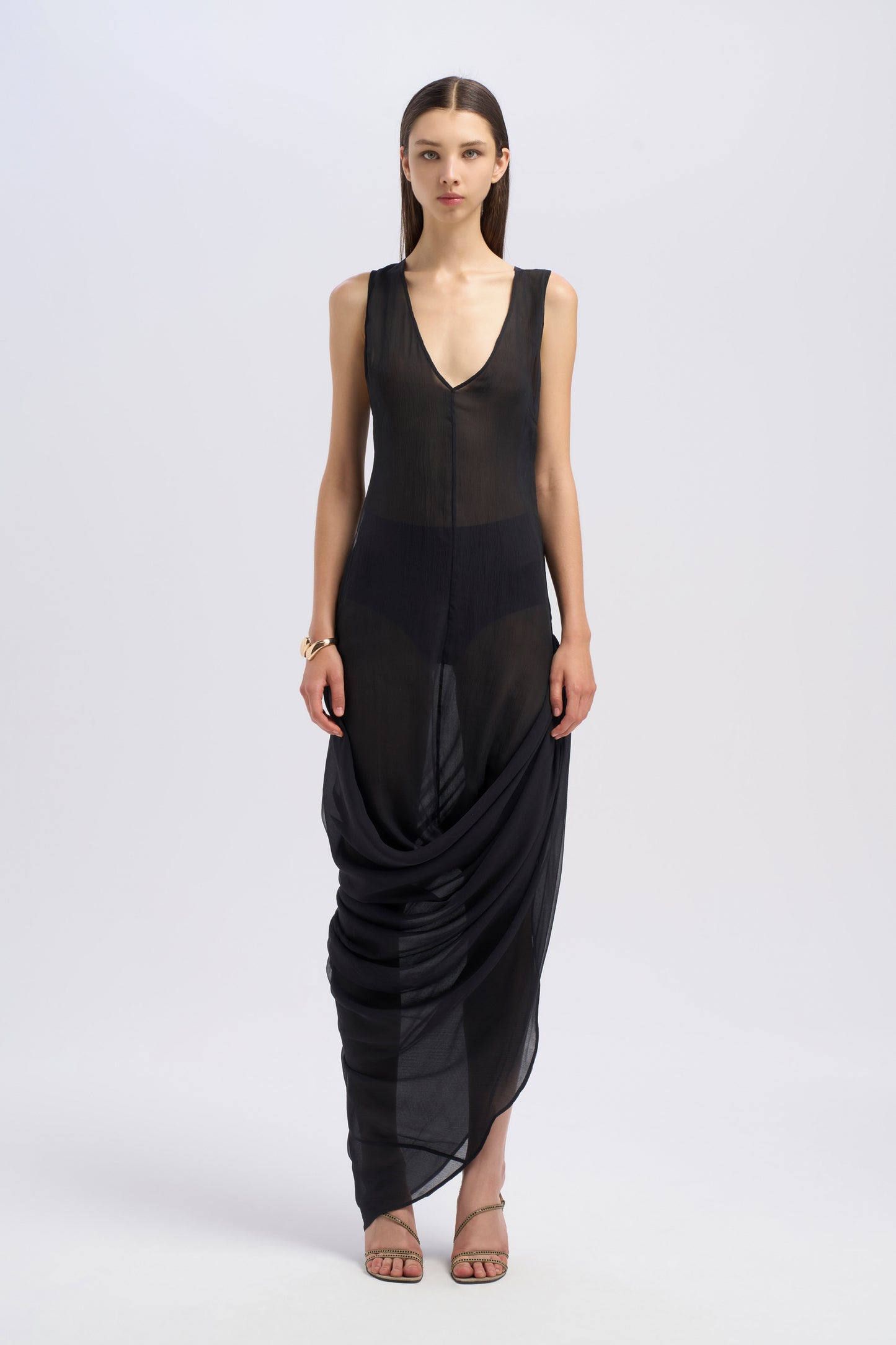 DRAPED CHIFFON DRESS