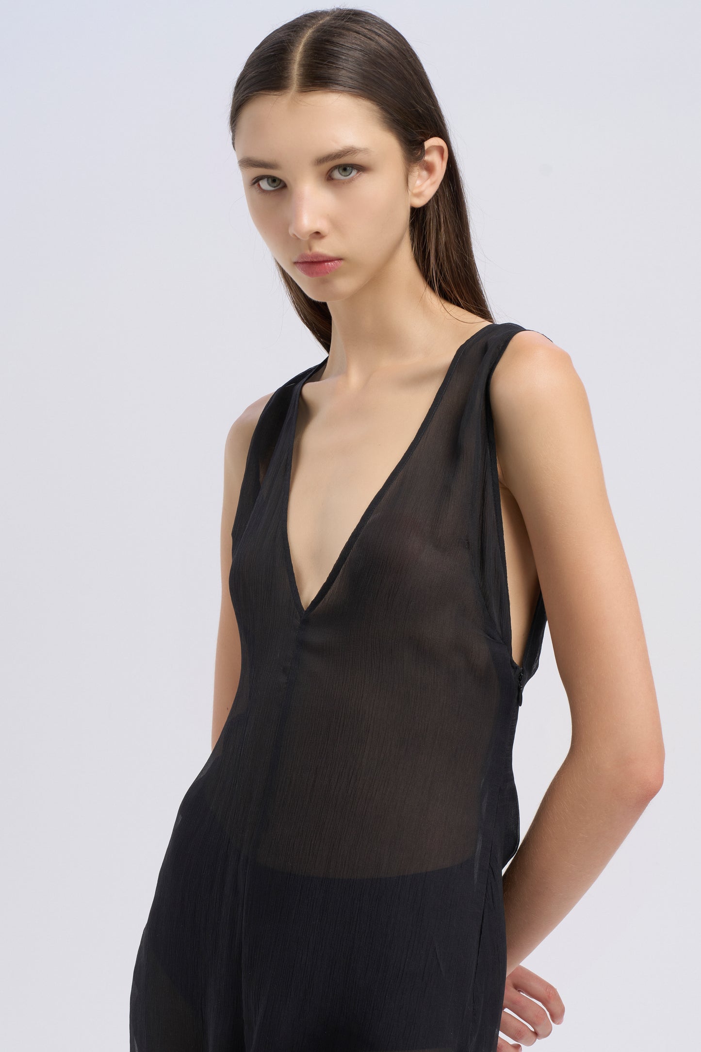 DRAPED CHIFFON DRESS