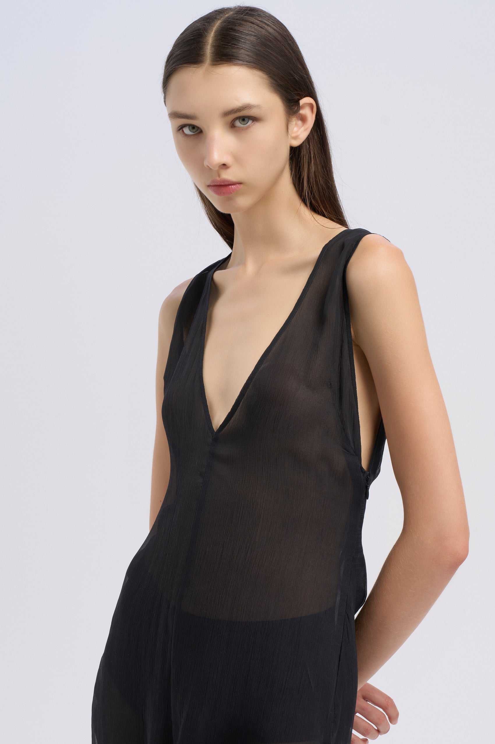 DRAPED CHIFFON DRESS