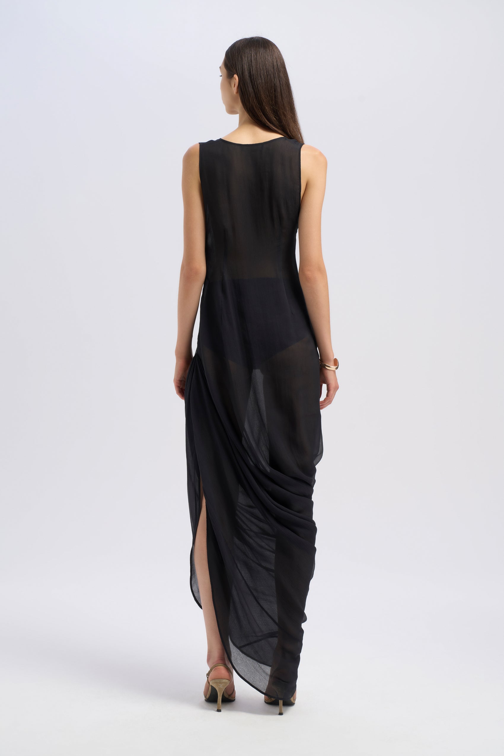DRAPED CHIFFON DRESS